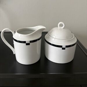 Mikasa Midnight Creamer and Sugar Bowl with Lid- Gently Used